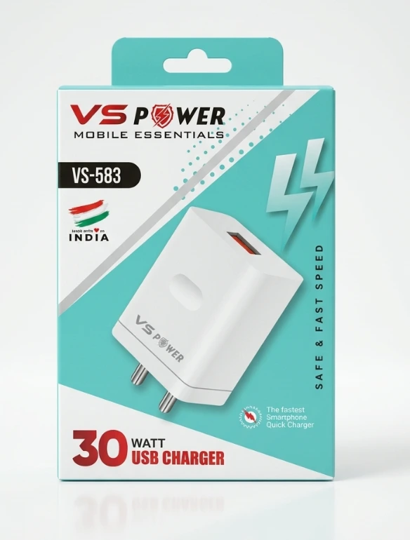 30 W Quick Charge 5 A Wall Charger for Mobile with Detachable Cable
